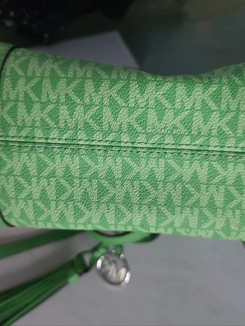 New Michael Kors Green MK Signature Tote Shoulder Bag